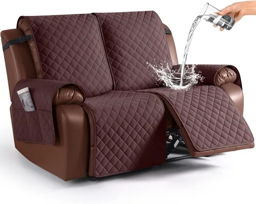 Miniatura 11 de KinCam Funda impermeable para sofá biplaza reclinable, fundas antideslizantes para sofá reclinable de 2 asientos, funda de sofá reclinable