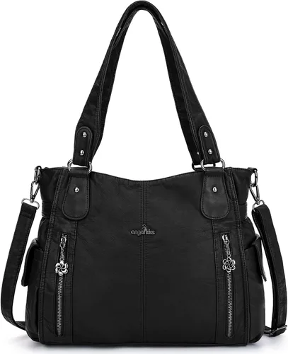 Miniatura 21 de Angel Kiss Bolsos para mujer con tiras en la parte superior, bolso estilo Hobo, bolsas de hombro espaciosas y casuales, cartera estilo Tote de PU