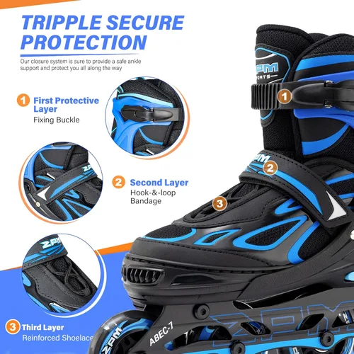 Miniatura 3 de 2PM SPORTS Vinal - Patines en línea ajustables intermitentes para niñas, todas las ruedas se iluminan, divertidos patines iluminadores para niños