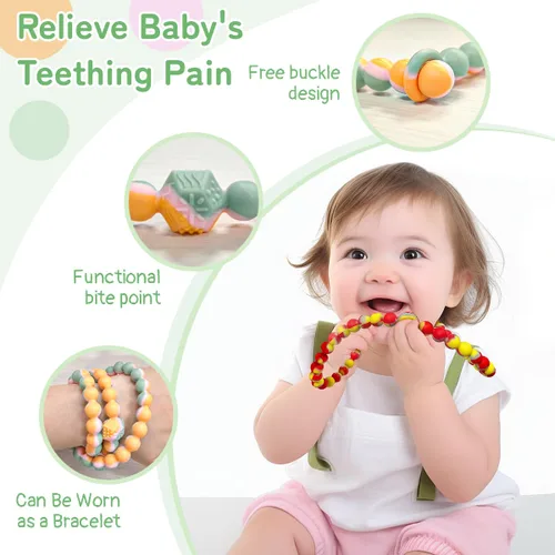 Miniatura 5 de Collar de dentición para bebé, juguetes para rechinar dientes, collar sensorial para masticar para niños, niñas, niños, adultos con autismo, TDAH