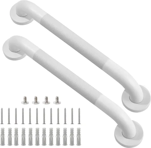 Miniatura 25 de Barra de agarre para ducha, paquete de 2 barras de agarre de baño gris de 12 pulgadas, barras de agarre antideslizantes de acero inoxidable 304