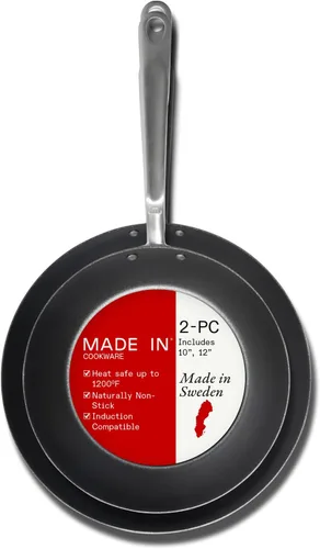 Miniatura 11 de Made In Utensilios de cocina – 3 piezas (incluye 8, 10 pulgadas, 12 pulgadas) sartén de acero al carbono azul sazonado