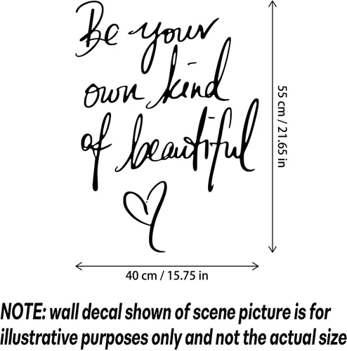 Miniatura 5 de Calcomanía inspiradora para pared, con texto en inglés "Be Your Own Kind of Beautiful Quotes", con cita de mariposa, arte de pared para decoración