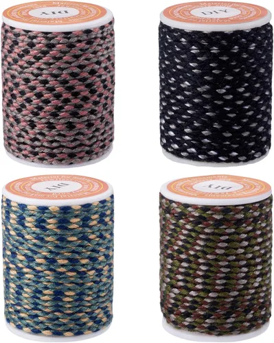 Miniatura 10 de Beadthoven - Cuerda trenzada de 0.069 pulgadas, 25.8 yardas de colores, cuerda metálica para anudar china, cuerda de macramé, cuerda de arcoíris
