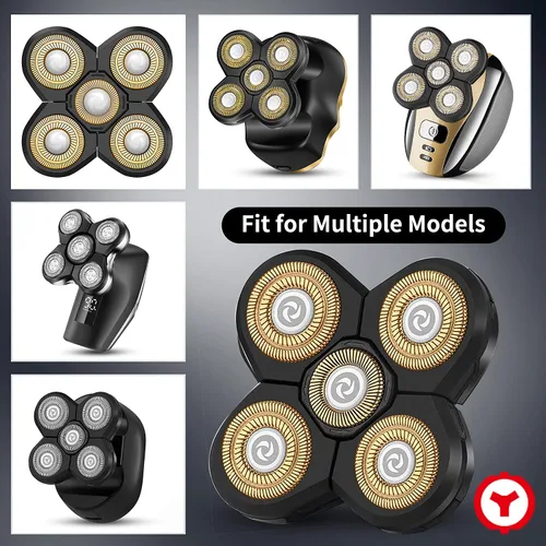 Miniatura 2 de Roziapro Reemplazo de la cabeza de la afeitadora Cortadores de la cuchilla 5D flotante de afeitar eléctrica impermeable (dorado)
