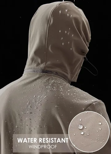 Miniatura 4 de BALEAF Chaqueta Softshell para hombre, con forro polar, resistente al viento, cálida, para invierno, con aislamiento y capucha extraíble