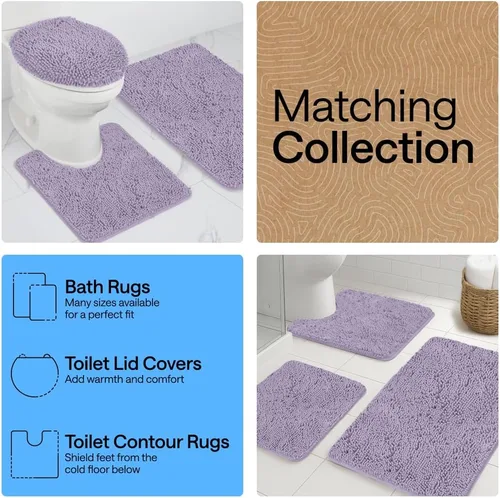 Miniatura 158 de Gorilla Grip - Tapete de baño de felpilla gruesa, suave y absorbente, secado rápido, de microfibra, con reverso de caucho, para piso de ducha, Nube