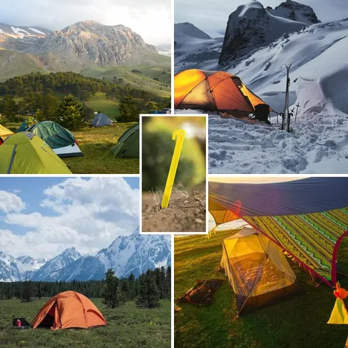 Miniatura 6 de Paquete de 10 estacas de plástico para tienda de campaña, estacas de anclaje resistentes de 6 pulgadas para camping, jardinería, paisajismo