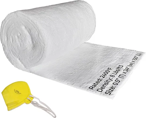 SIMOND STORE Manta aislante de fibra de cerámica, 1/2 x 24 x 150 pulgadas, 8 # 2400 F, aislamiento a prueba de fuego de alta temperatura para horno