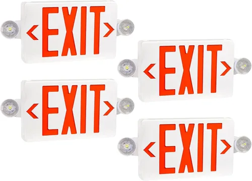 Miniatura 7 de Señal de salida LED rojo con luces de emergencia, dos luces de salida de emergencia de cabeza ajustable con batería de respaldo, lámpara LED dual