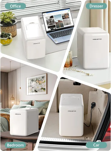 Miniatura 7 de KEENSTAR Mini refrigerador, mini refrigerador de 6 litros/8 latas, refrigerador pequeño de 110V AC/12V DC enfriador y calentador para dormitorio