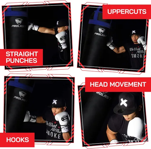 Miniatura 2 de Saco de boxeo pesado para adultos, boxeo, artes marciales, Muay Thai, equipo de entrenamiento de fuerza, relleno, 6 pies, 150 libras, correa