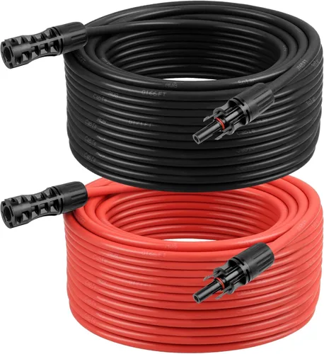 Miniatura 13 de Cable de extensión solar de 10 AWG de 2 pies negro + 2 pies de rojo, cable de panel solar de calibre 10 macho a hembra, alambre de cobre estañado
