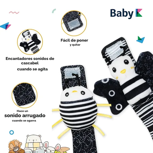 Miniatura 3 de BABY K Calcetines Sonajero para Bebé y Juguetes de Muñeca (Set E) – Juguetes para Recién Nacidos para Bebé Niño o Niña – Juguetes para el Desarrollo