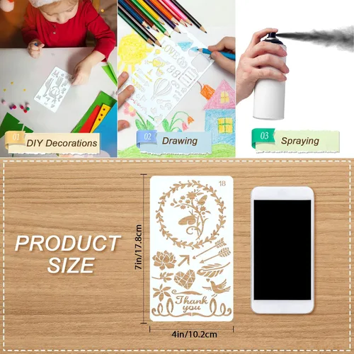 Miniatura 2 de Zonon 24 plantillas de diario de 4 x 7 pulgadas, plantilla de dibujo para diarios, kit de suministros diarios, semanales, mensuales, calendarios