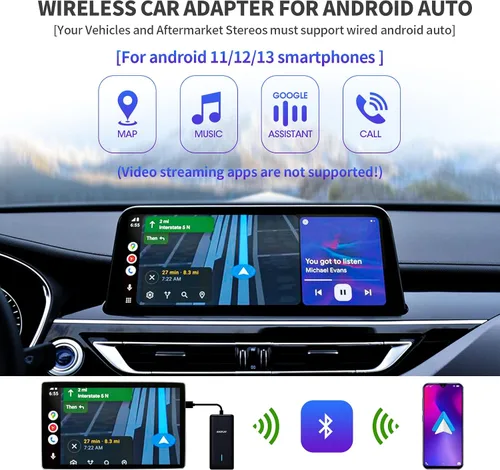 Miniatura 2 de AACPLAY El adaptador inalámbrico Android Auto para automóvil convierte Android Auto con cable a inalámbrico, Android Auto Dongle inalámbrico