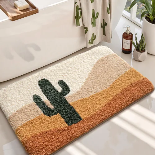 Miniatura 16 de LUMI Alfombra cuadrada de baño de playa, antideslizante, de secado rápido, ultra suave, lavable, absorbente, alfombra de baño con tema mar oceánico
