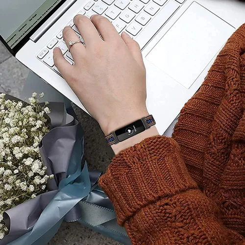 Miniatura 4 de Paquete de 3 bandas elásticas ajustables y correas de silicona de encaje compatibles con Fitbit Luxe, correas deportivas elásticas de nailon