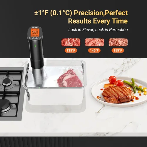 Miniatura 4 de INKBIRD Wifi Sous Vide Cocina, Máquina Sous Vide de 1000W, Circulador de Inmersión con Control Remoto con Aplicación, Recetas, Temporizador, Alarma