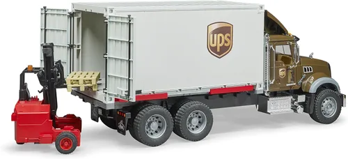 Miniatura 4 de Bruder 02828 Camión de logística Mack Granite Ups con vehículos montacargas - Juguetes