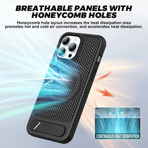 Miniatura 2 de Funda magnética de disipación de calor para iPhone 13 Pro Max, para MagSafe, protección contra caídas de enfriamiento, funda con función atril