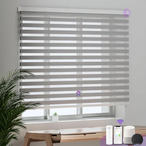 Miniatura 4 de Persianas motorizadas de cebra para ventana: Astomi - Persiana enrollable sin cordón con control remoto, persianas inteligentes funciona con Google
