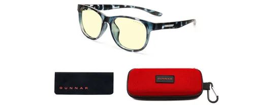 GUNNAR - Gafas de luz azul para niños (de 8 a 12 años) - Bloquean el 65% de la luz azul - Rush, azul marino, tinte ámbar