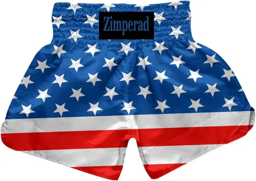 Zimperad Pantalones cortos Muay Thai de la bandera estadounidense para hombres y mujeres, boxeo, kickboxing, ropa de lucha MMA, entrenamiento