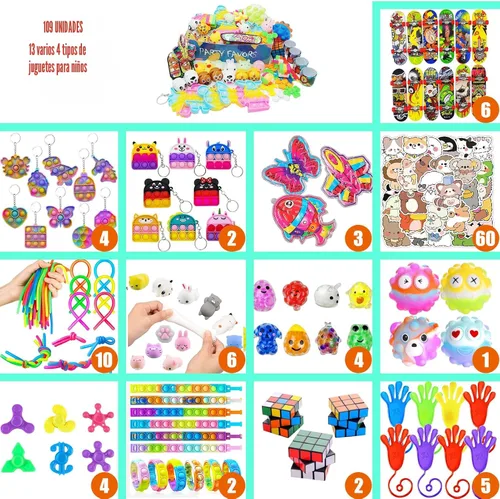 Miniatura 7 de 109 piezas de juguetes de fiesta prémium para niños, surtido de mini juguetes antiestrés para niños de todas las edades, premios de aula, cofre