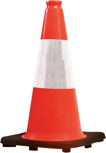 SmartSign Cono de tráfico de 18 pulgadas, cono de seguridad naranja fluorescente con tiras reflectantes y base negra de fondo pesado, cono de