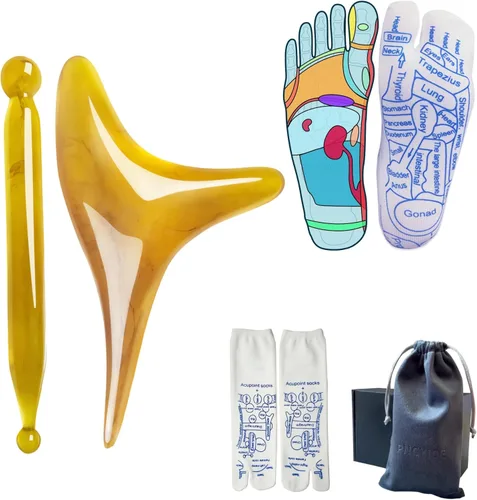 Juego de calcetines de reflexología con herramienta de masaje de acupresión triangular, alivio de fascitis plantar para dolor de talón, tensión