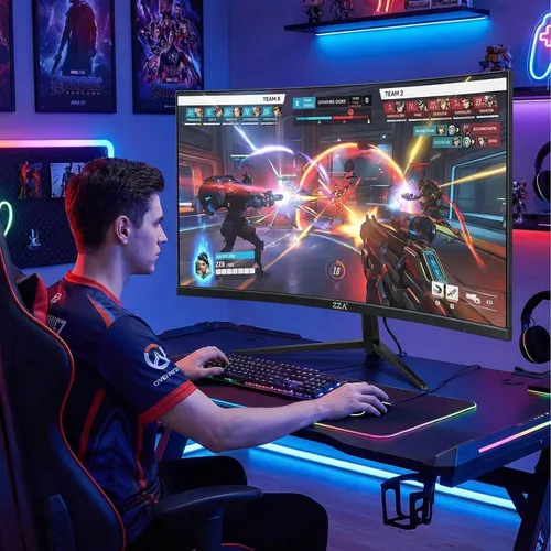 Miniatura 6 de ZZA Monitor curvo de 32 pulgadas para juegos de 180 Hz, monitor de computadora FHD 1080P 1500R HDR, FreeSync, monitor ultrarrápido de 1 ms