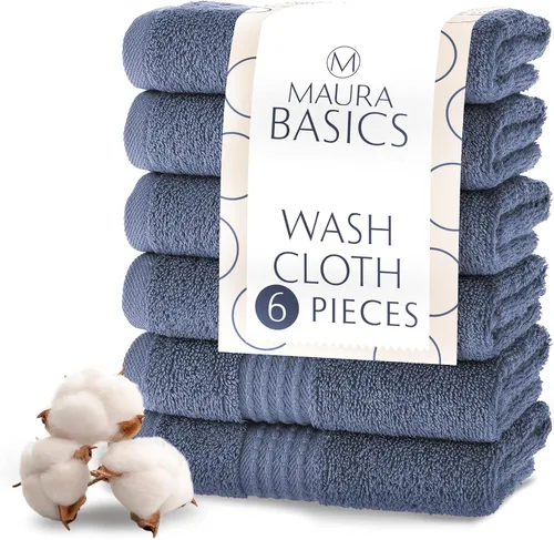 Miniatura 46 de MAURA Basics - Toallas de baño de 100 % algodón turco con bucles de gancho. Juego de toallas de felpa absorbentes de lujo extra grandes para baño