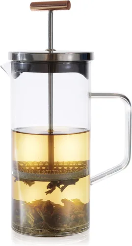 Teabloom Prensa de té con mango de cobre y filtro de acero inoxidable, elección del conocedor del té, máquina de té Pekoe, 20 onzas