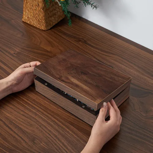 Miniatura 5 de EXISTING Caja de madera con tapa con bisagras, caja de almacenamiento de madera con tapa, caja de recuerdo de madera - Guarda joyas, recuerdos
