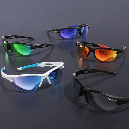 Miniatura 5 de DEAFRAIN Gafas de sol deportivas polarizadas para hombres y mujeres, ciclismo, correr, pesca, TR90, marco irrompible, protección UV Blanco