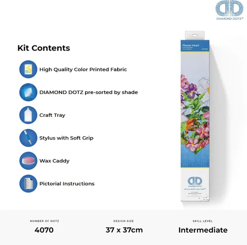 Miniatura 4 de DIAMOND DOTZ Kits de pintura de diamantes florales con corazón de flores para adultos, kits de arte de diamantes, un kit de manualidades creativo