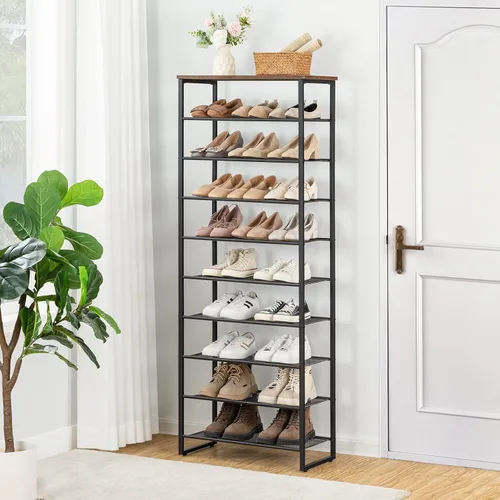 Miniatura 6 de HOOBRO - Zapatero de 10 niveles, organizador de almacenamiento de zapatos de 23.6" L, estante de zapatos de gran capacidad para entrada de puerta