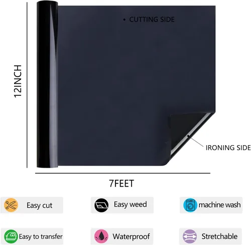 Miniatura 2 de RENLITONG - Rollo de vinilo de transferencia de calor mate 3D Puff HTV de 12 pulgadas x 7 pies, para planchar en camisetas de prensa de calor