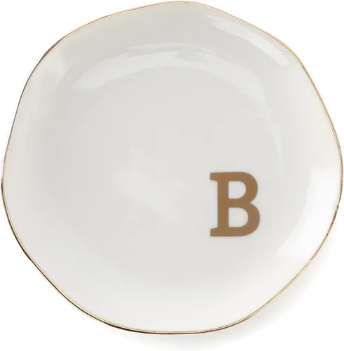 Miniatura 21 de Bandeja de joyería con iniciales para anillos con monograma en S, regalos de compromiso de boda para mujeres, amigas, hermana, cerámica blanca