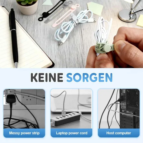 Miniatura 7 de Organizador de Cables, 2026 Actualización de Sujetadores de Cable de Silicona, Organizadores de Cables para Auriculares, Organizadores de Cables