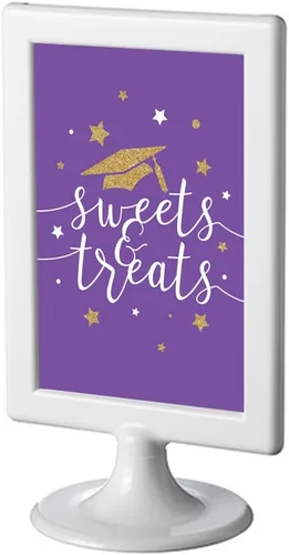 Miniatura 9 de Andaz Press Colección de fiesta de graduación con purpurina de color morado real y dorado, pancarta colgante con cuerda, Congrats Grad!, 5 pies, 1