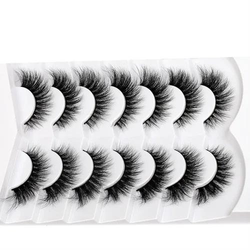 Miniatura 567 de Pooplunch - Pestañas postizas finas de visón sintético, estilo ojo de gato, naturales, cruzadas, tipo racimo, efecto 8D de volumen, tiras