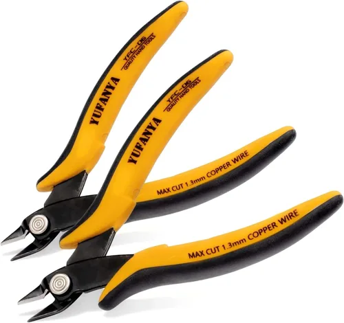 Cortador de alambre al ras micro, cortador de alambre micro ultra afilado con corte lateral con resorte interno y mango de goma suave, alicates de