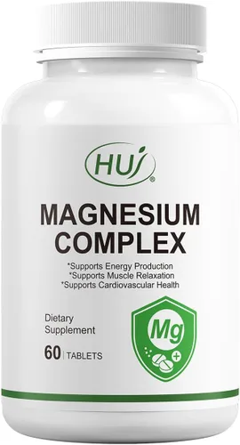 HUJ Suplemento Complejo de Magnesio - Cinco Tipos de Magnesio - Apoya la Producción de Energía, Relajación Muscular y Salud Cardiovascular* - 60