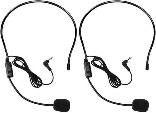 VOVIGGOL 2 piezas de micrófono auricular con micrófono, cable flexible para amplificador de voz, auricular con conector jack de 3.5mm para cantar,
