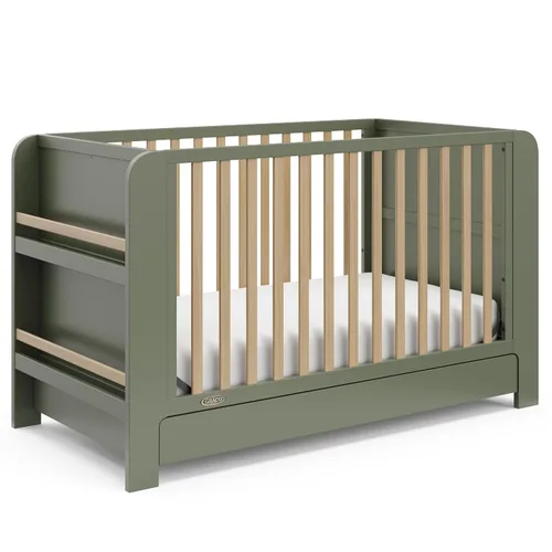 Miniatura 14 de Graco Read-with-Me Cuna convertible 4 en 1 con cajón (Oliva con madera flotante) - Certificado GREENGUARD Gold Se convierte en cama infantil, cama
