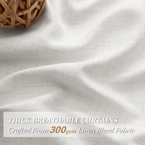 Miniatura 2 de Cortinas translúcidas de lino beige blanco de 84 pulgadas de largo, 2 paneles, cortinas modernas con filtrado de luz y privacidad, riel de techo