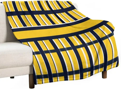 Manta de rayas náuticas amarillas y azul marino, moderna, ultrasuave, manta de microfibra para sofá, cama para niños y adultos, 30 x 40 pulgadas,