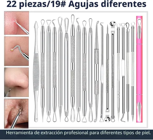 Miniatura 8 de 22 Piezas Herramienta Extractora de Espinillas, Removedor de Puntos Negros, Acné y Comedones Kit Extractor